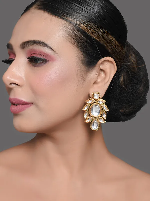 gold tone kundan earrings