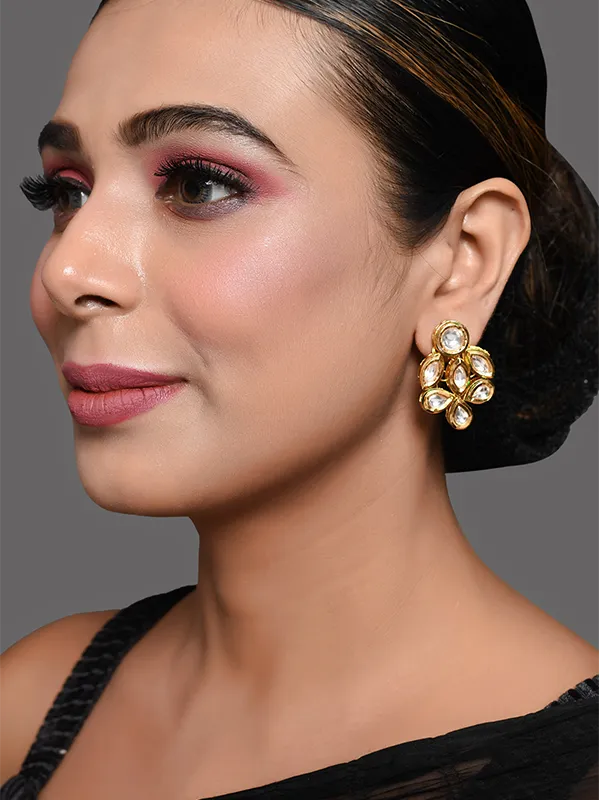 Gold Tone Handcrafted Kundan Earrings