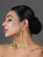 wpmen Kundan Pearl Chain Earrings