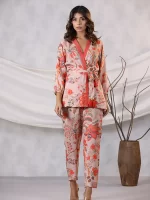 Floral wrap co-ord set for women