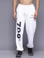 white color printed oversized joggers for men