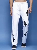 printed white color loose track pant for men