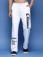 white color relaxed fit trackpant for men