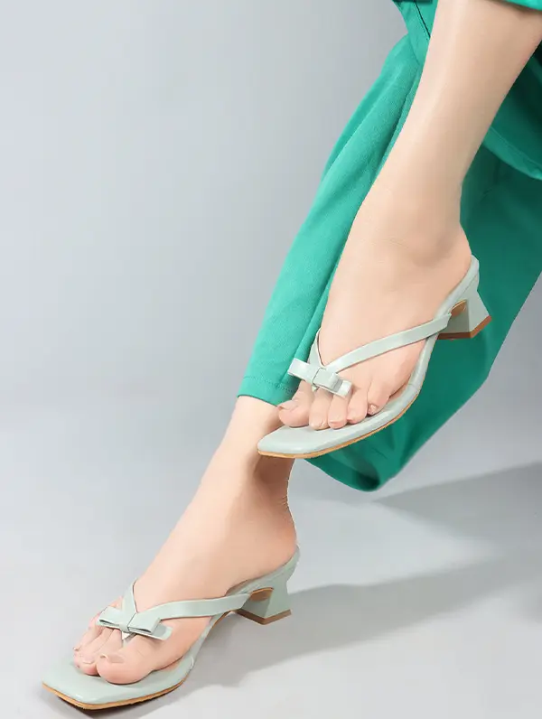 Sea Green Bow Heels