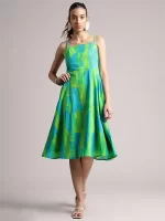 lime color long dress for women