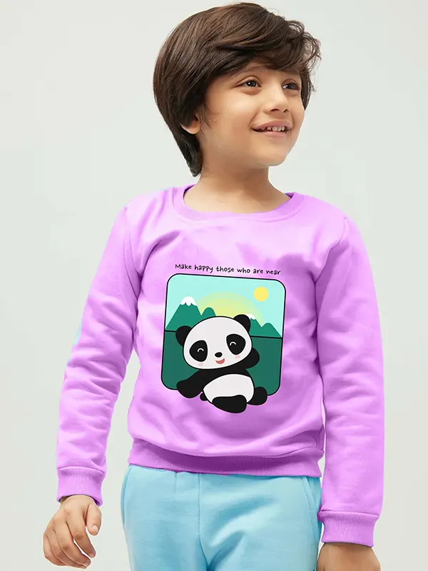 Panda Print Sweatshirt for Boy Cotton T-shirt