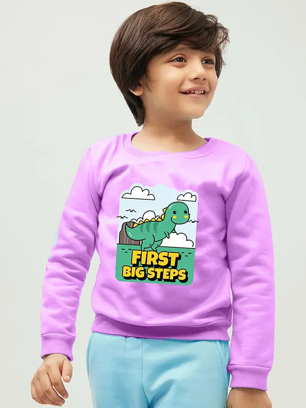 Big Steps Print Sweatshirt for Boy Cotton Rich T-shirt