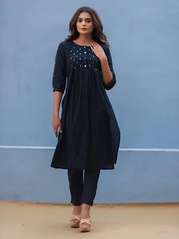 black color kurta set for women