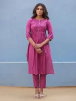 pink color kurta set for women