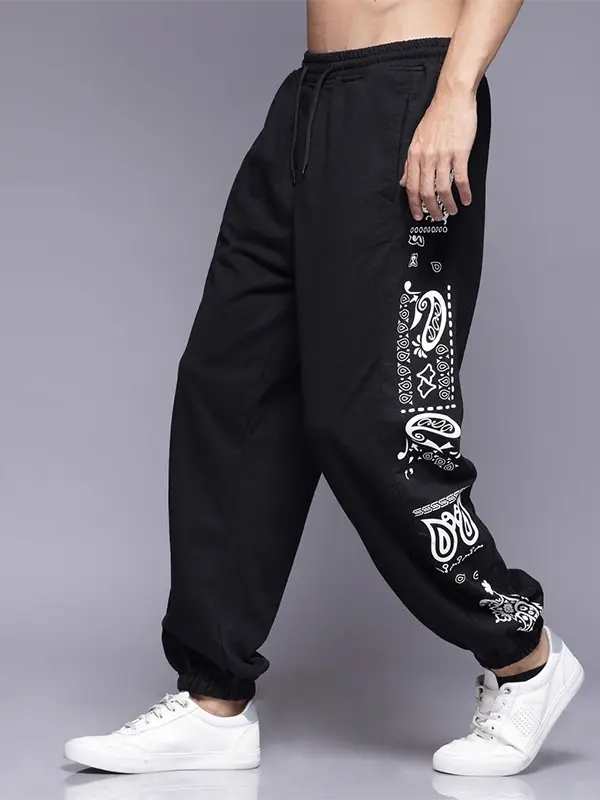 mens black color loose fit joggers for men