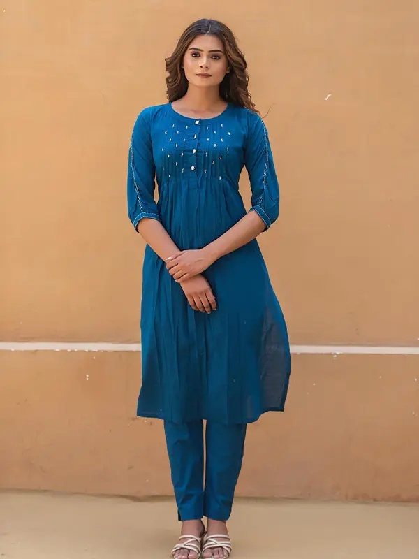 Navy blue color kurta for women