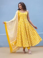 Yellow Cotton Anarkali