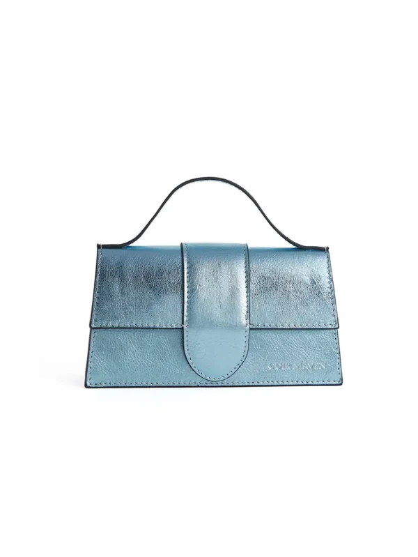 Artic Blue Metallic Mini Marvel Bag For Women