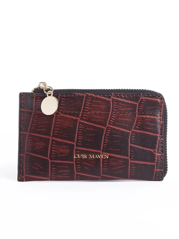 Cherry Black Two Tone Croco CM Card Holder