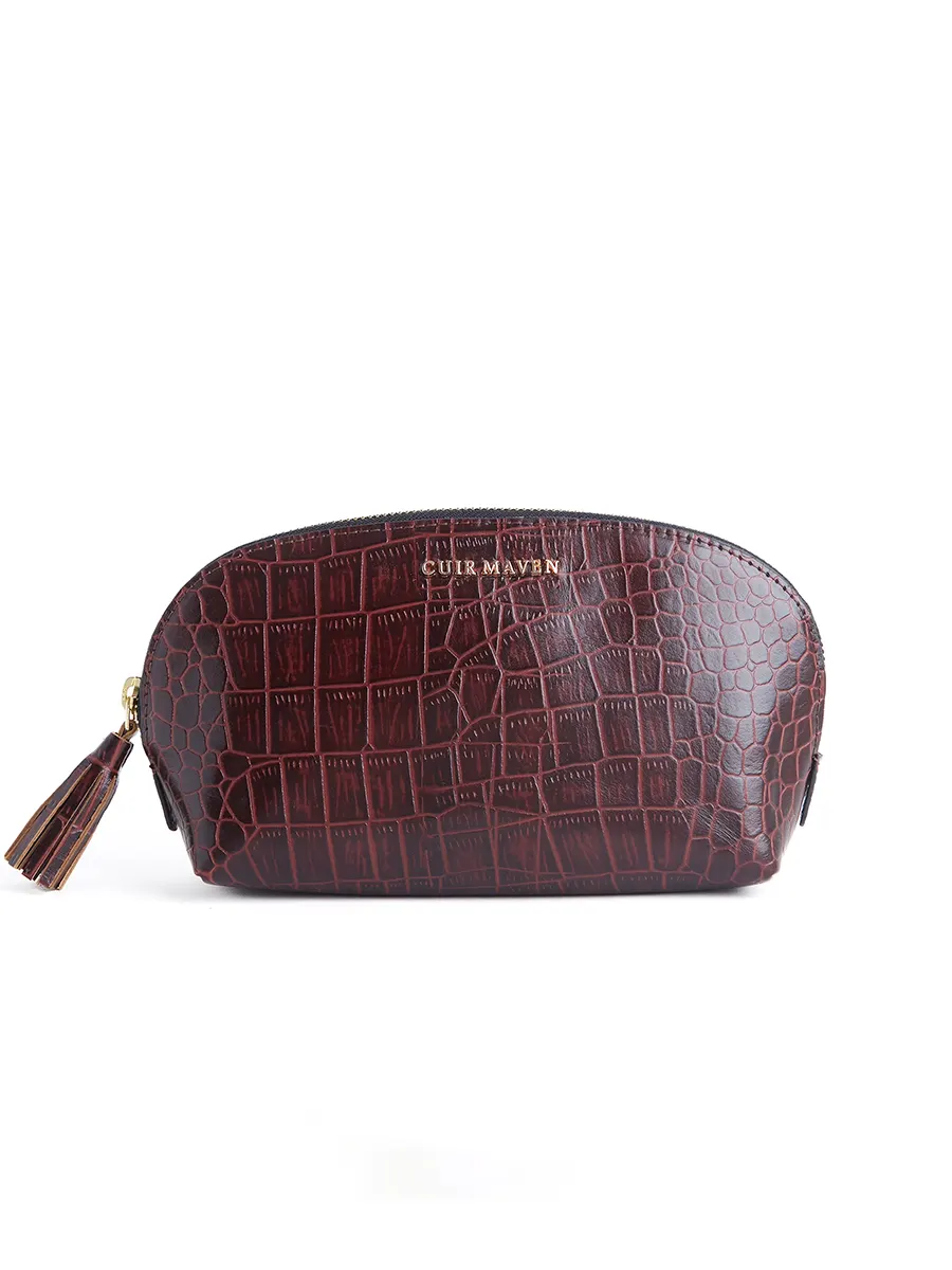 Cherry Black Two Tone Croco Bubble Pouch