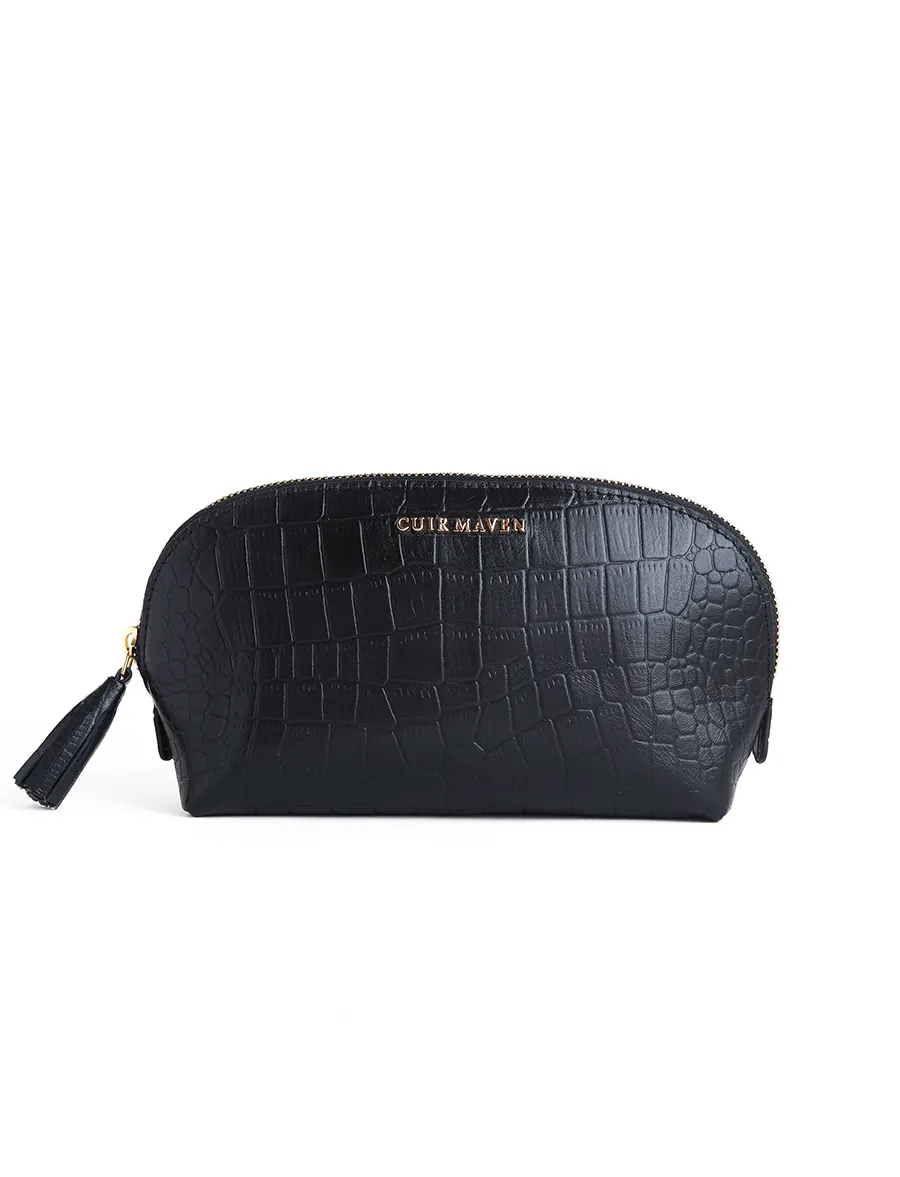 Black Croco Bubble Pouch