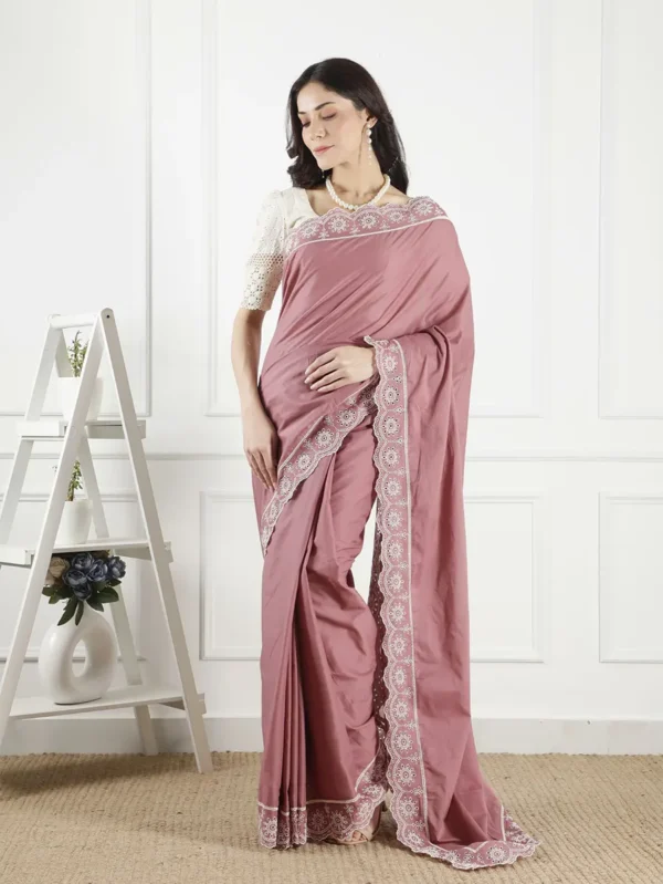 Saree with Embroidered Lace