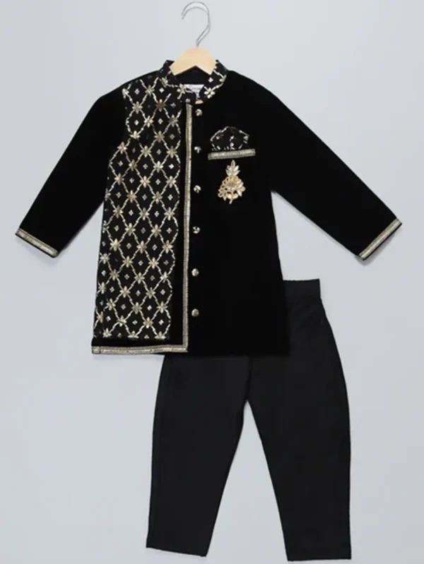 Black Velvet Kurta Set