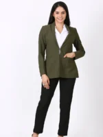 Shop Front Knit Green Blazer for Women | Manerazz