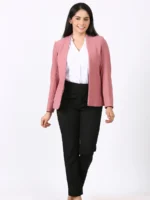 Lapel Less Knit Open Front Blazer | Manerazz