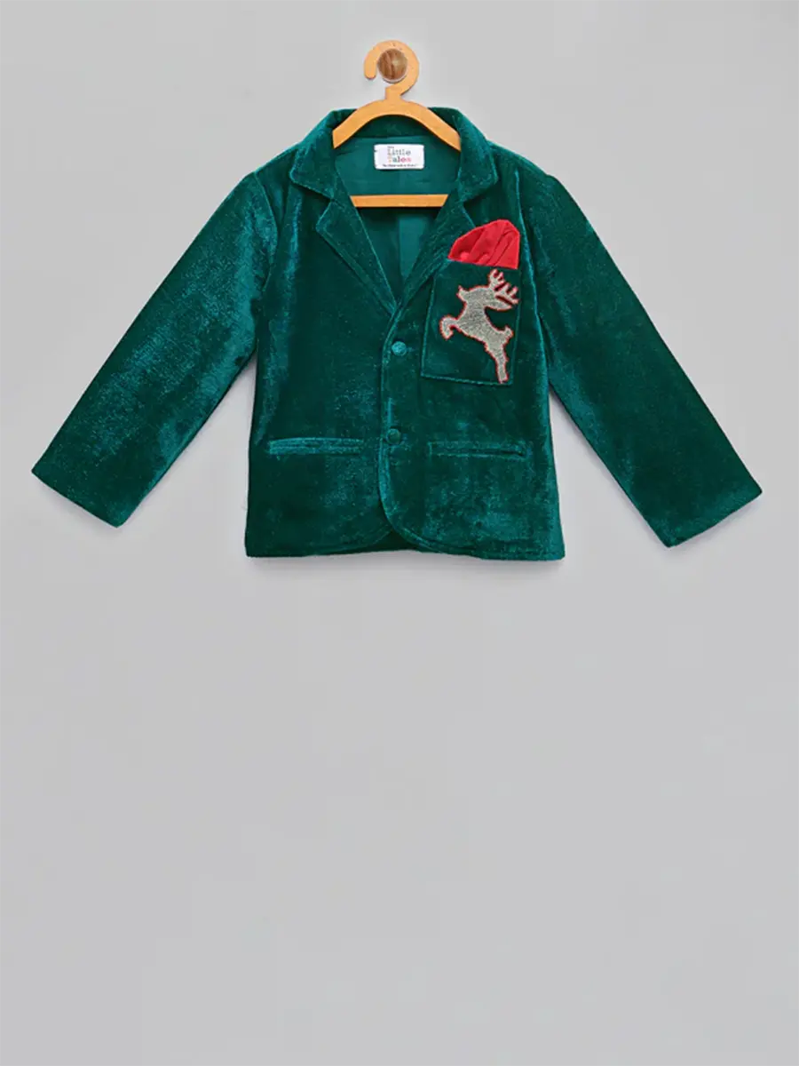 Green Embroidered Velvet Blazer