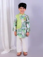 Green Printed Kurta for Kids