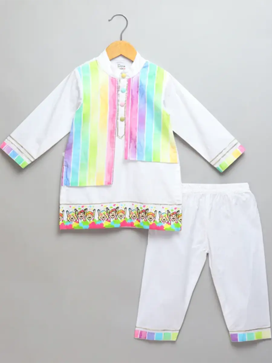 Holi Printed Kurta Pyjama Set for Kids