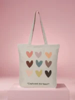 9 Heart Printed Tote Bag