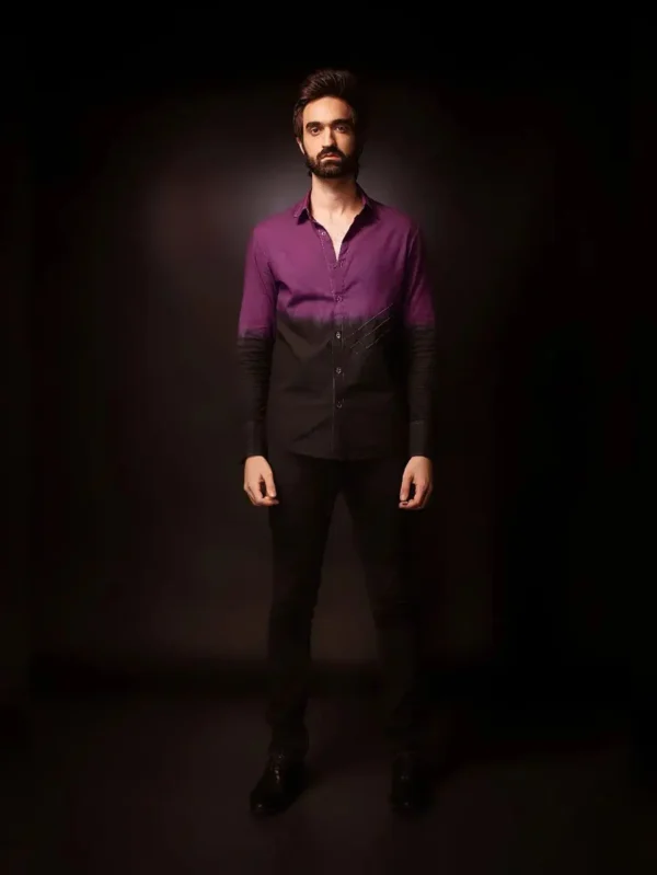 Purple-Black Dual Colour Dyed Shirt