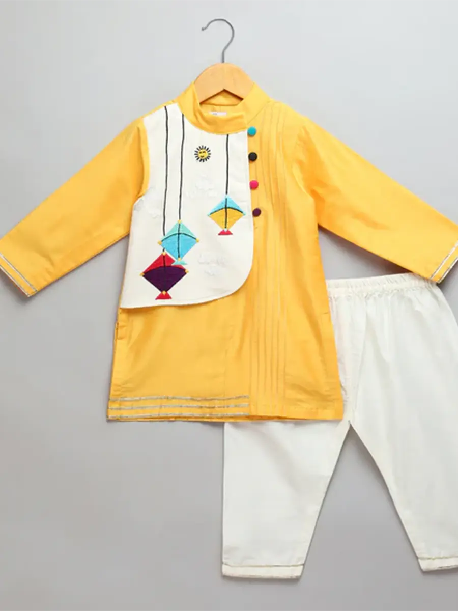 Yellow Kurta Pyjama Set for Kids