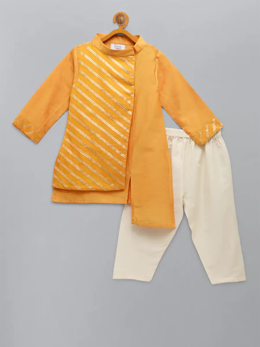 Orange Asymmetric Kurta Set