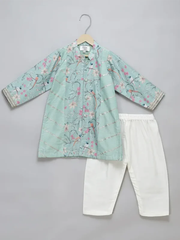 Pastel Bird Printed Kurta Set for Kids