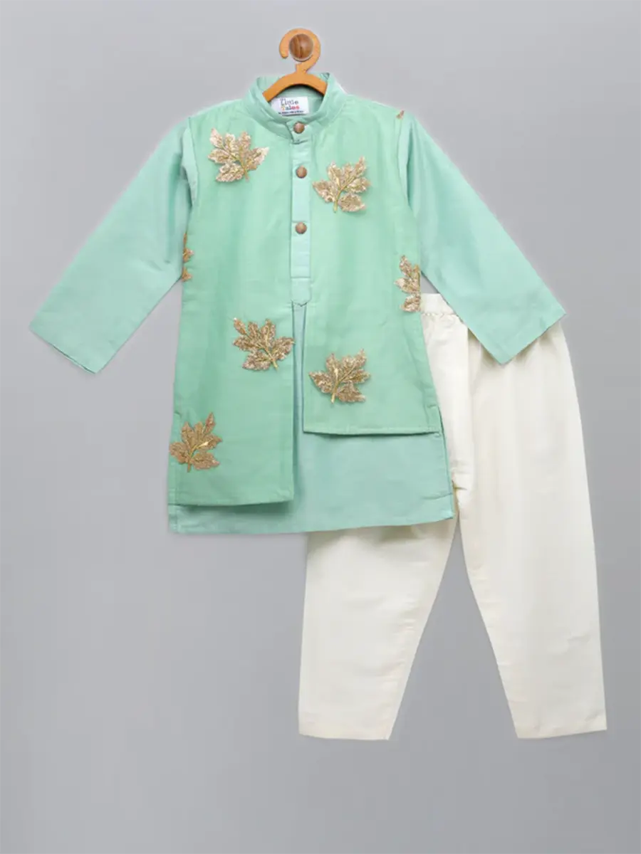 Green Embroidered Kurta Pyjama Set