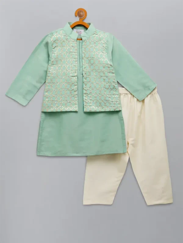 Pastel Green Kurta with Jacket for kids