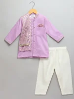 Pastel Purple Kurta Pyjama Set with Jacket for Kids