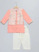 Peach Embroidery Kurta Set