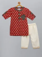 Red Printed kurta pyjama Set