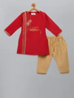 Red Embroidered Kurta Set