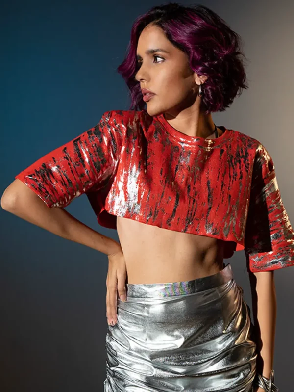 Metallic Red Crop Top