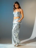 Silver Metallic Cargo Pants