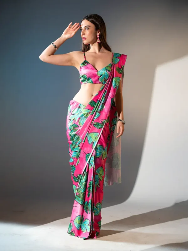 Printed Satin Saree