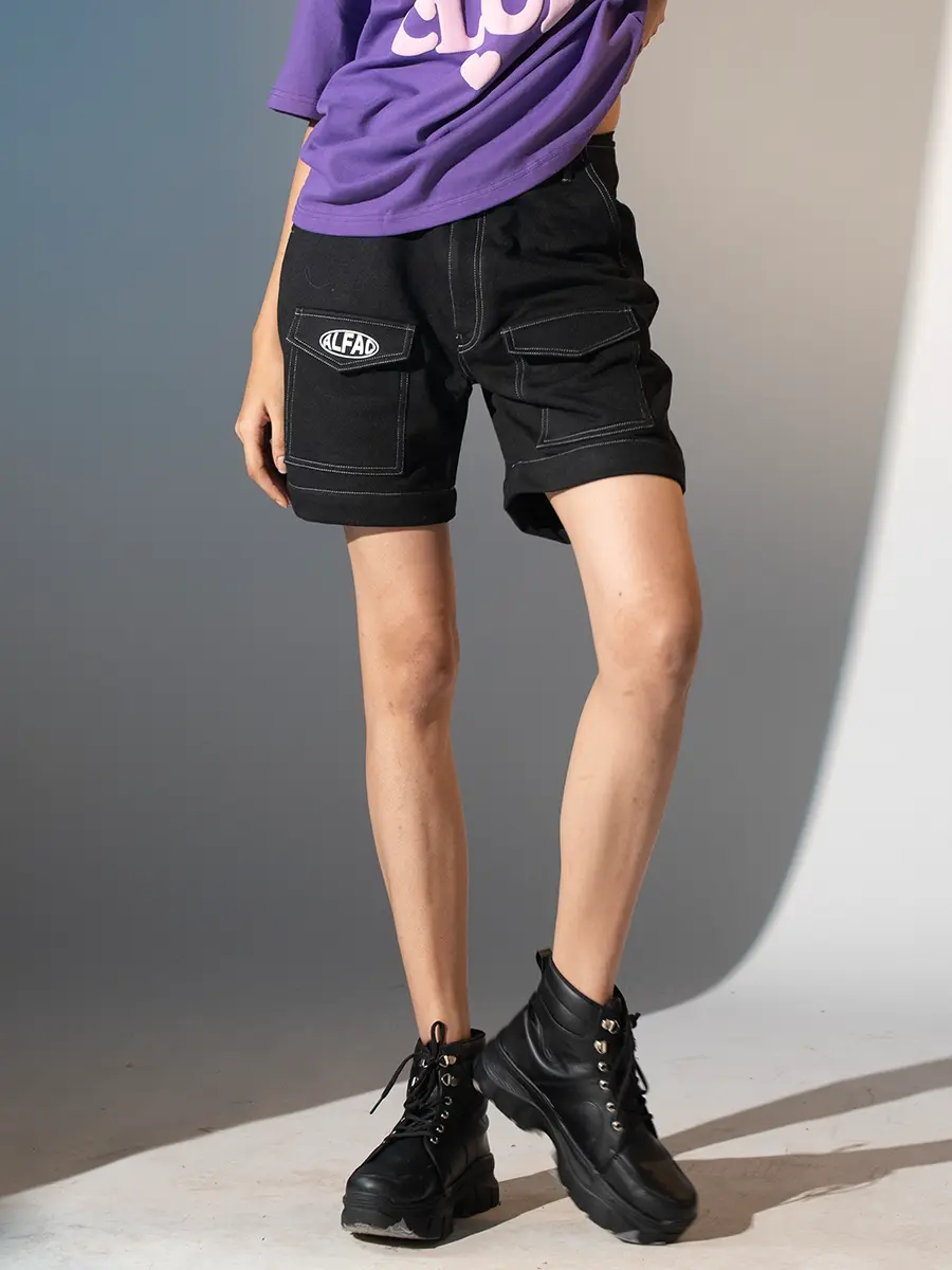 Black Shorts with Dual Pockets for Women