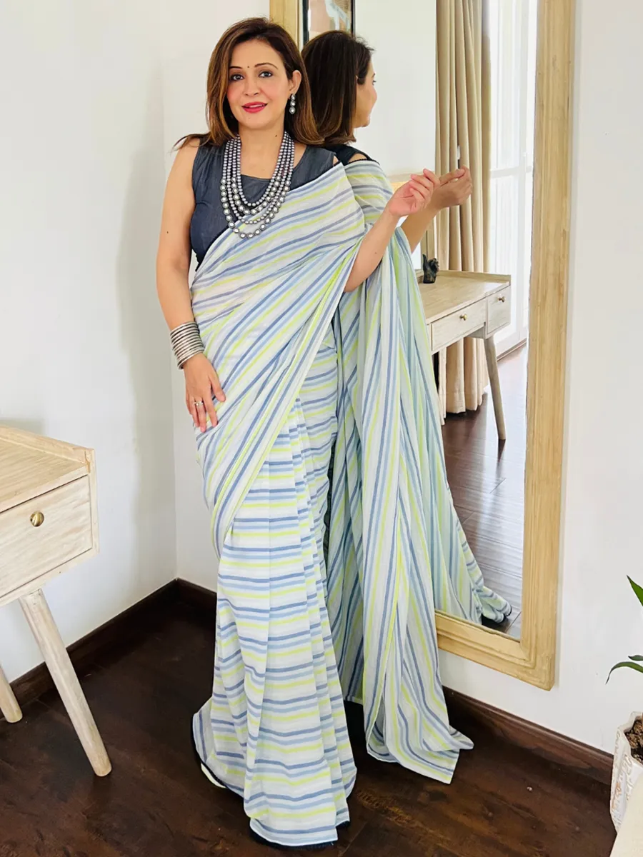 saree with denim blouse