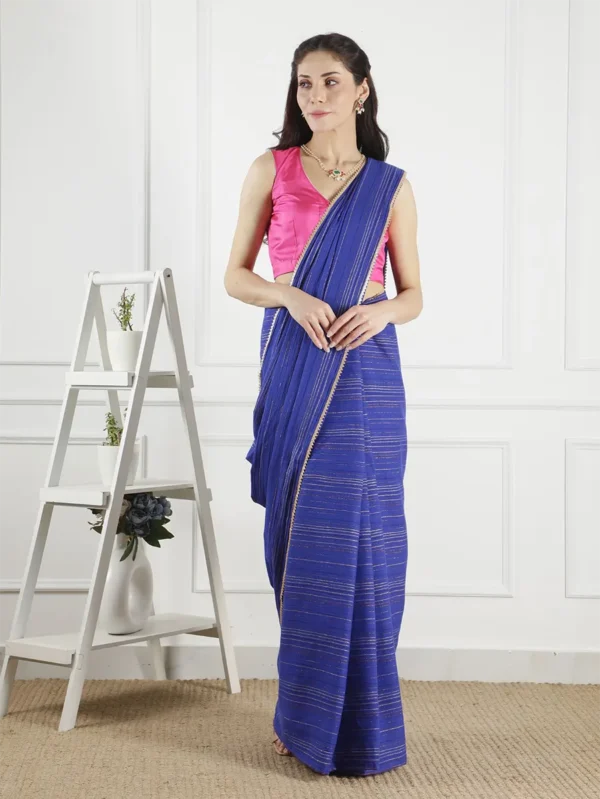 Blue cotton saree