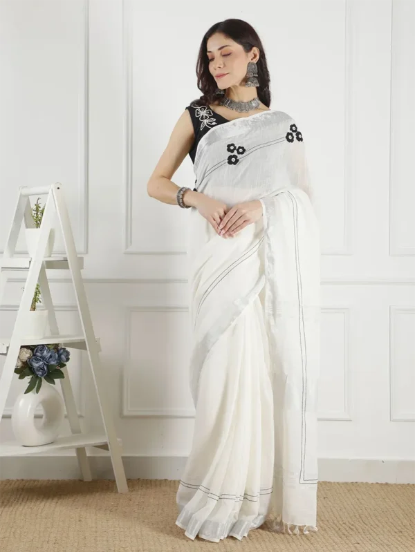 black and white saree