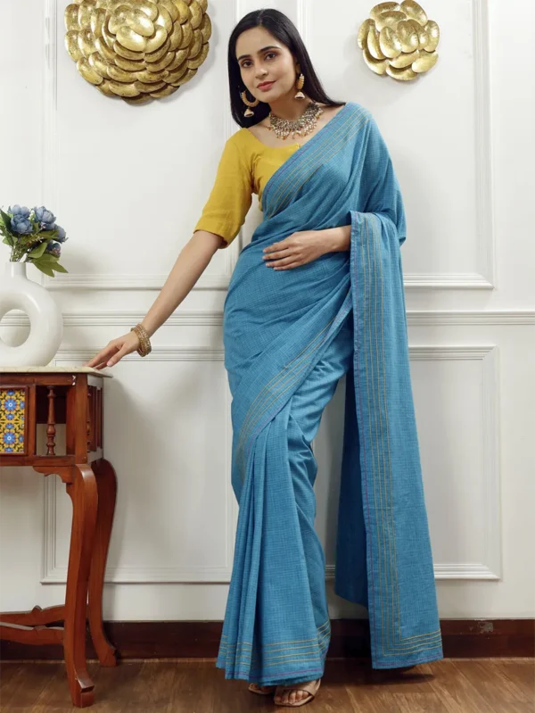 blue cotton saree blouse