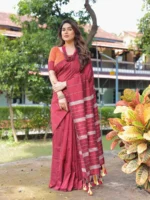 Red Cotton Saree