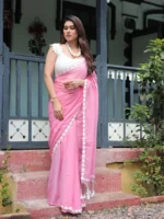 Pink cotton saree