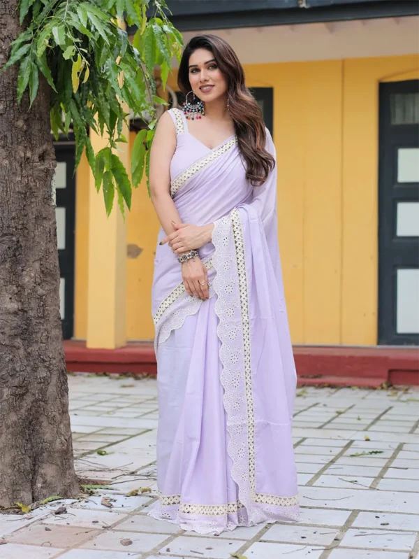 Lavender saree with Lacework