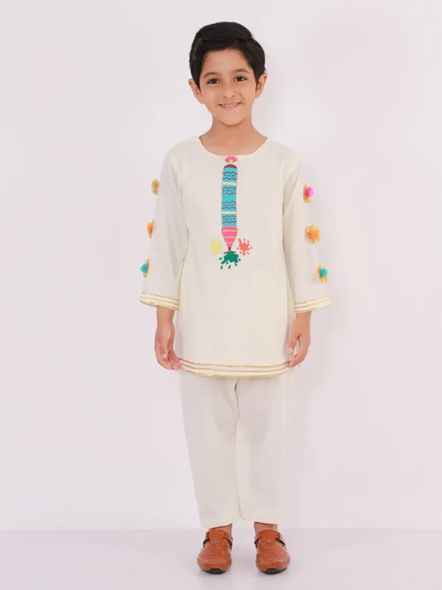 Water Gun Embroidered Kurta Pyjama Set